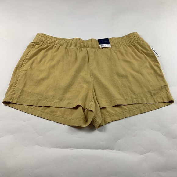 Old Navy Sandstorm Linen Blend High Rise Comfort Waistband Shorts 2X New - Picture 1 of 6